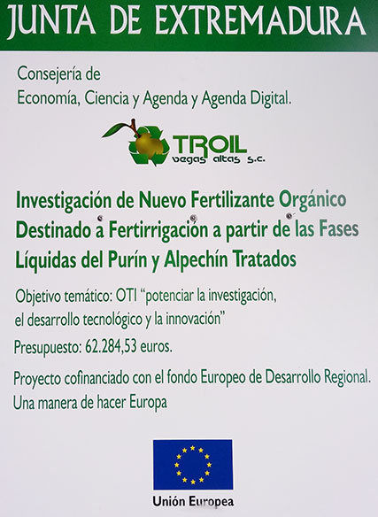 Investigación de nuevo fertilizante orgánico destinado a fertirrigación a partir de las fases líquidas del purín y alpechín tratados.